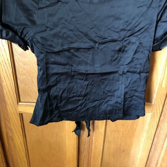NWT Chaser Y2K Satin Crop Open Back Tie Tee Top Black - S - Picture 5 of 11